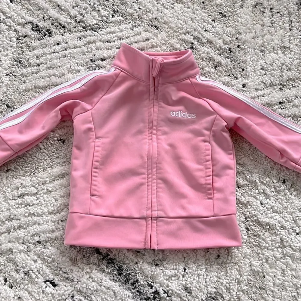 Adidas Pink & White track jacket size 3 months